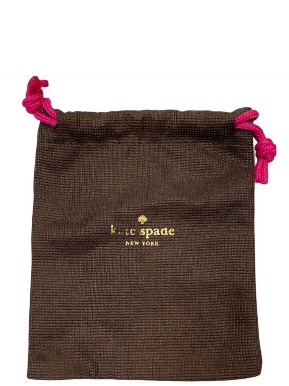 kate spade Brown Drawstring Pouch Jewelry dust bag with Pink Ties